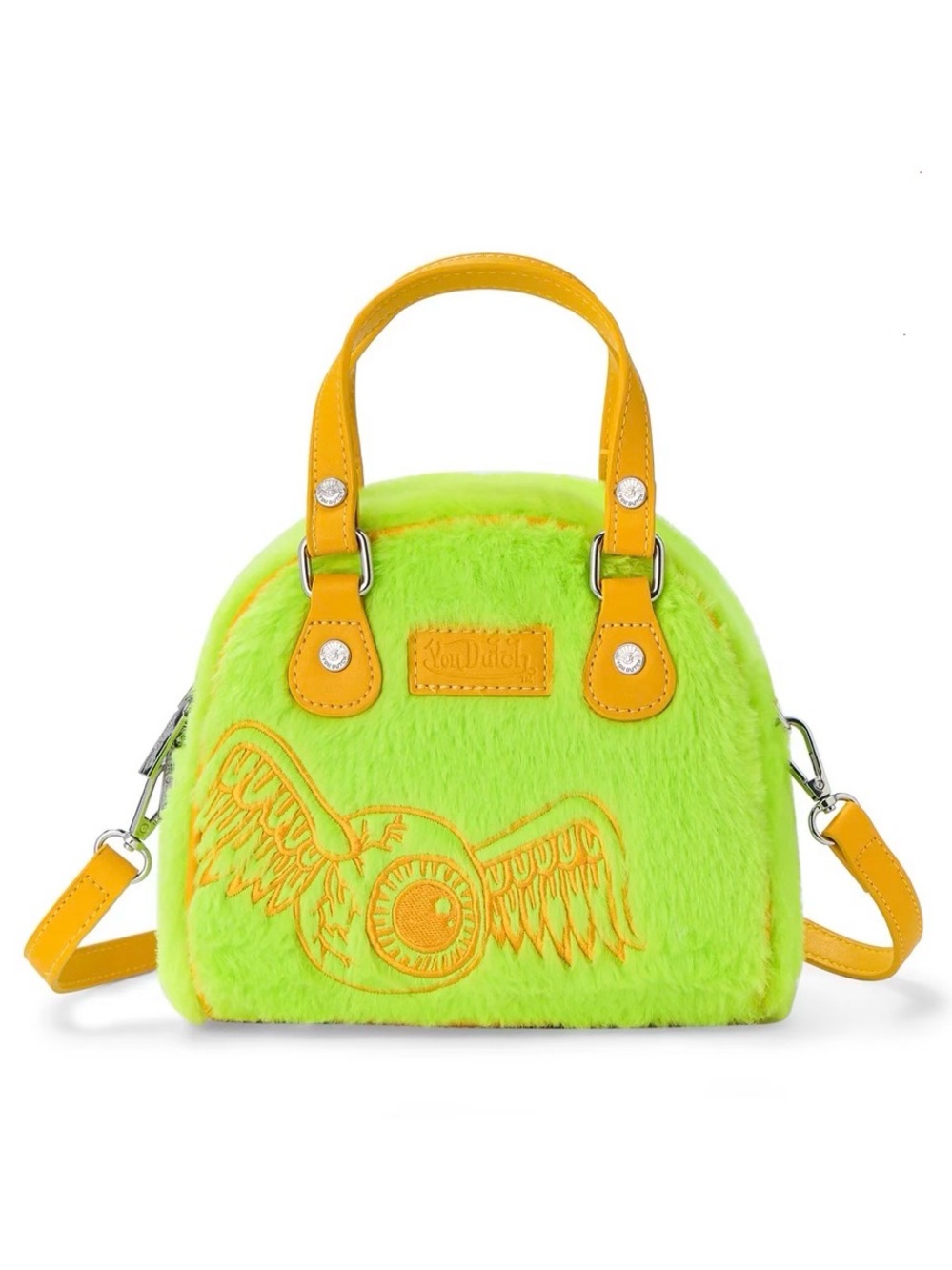 New Von Dutch Women's Furry Bowling Bag Purse Handbag with Shoulder Strap - Picture 2 of 16